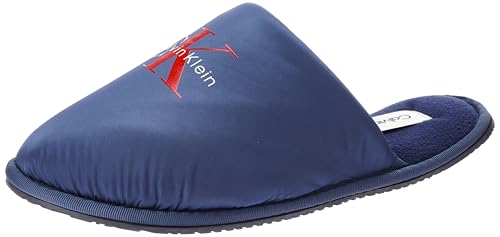 Image of Calvin Klein Men's HOTEL SLIPPER MONOLOGO HM0HM01932 Slippers, Blue (Moonlit Ocean), 7