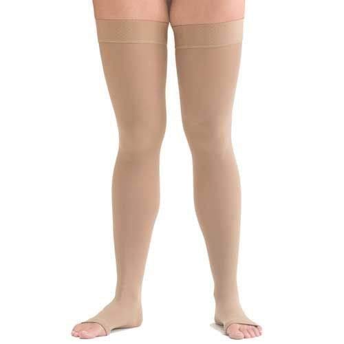 Scholl Softgrip Ultima Class III Compression Stockings for Women - Thigh Length, Open Toe - Natural - High Strength Stockings for Varicose Veins, Oedema, Swelling, Swollen Legs, and Circulation