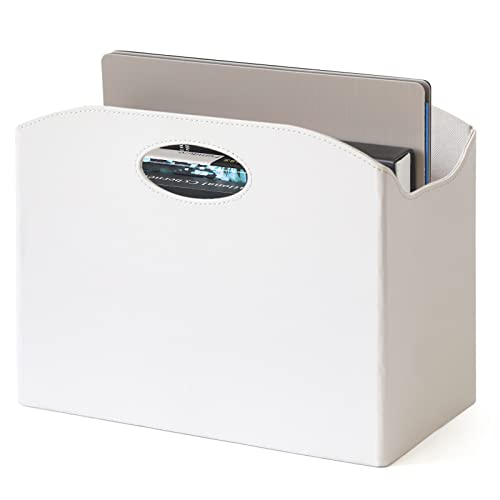Ezdeco JKC0146 Magazine Holder,Pu Leather Magazine Rack,Newspaper Book Storage Basket Foldable Document File Holder,File Folder Organizer cover