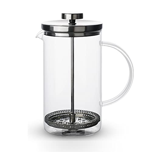 Cafetera de prensa francesa, jarra de vidrio de borosilicato, prensa de acero inoxidable 304 con 3 filtros, apta para lavavajillas