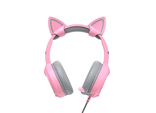 Headset Gamer Havit H2233d P2 Rgb (usb) 50mm Pink Cat Rosa