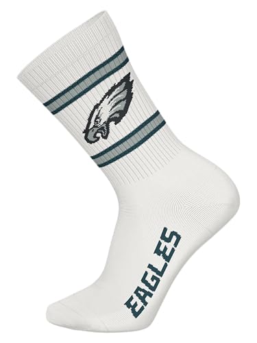 NFL Unisex Philadelphia Eagles 3pk Crew Socks, Green-White-Black, 35-38 (3er Pack)