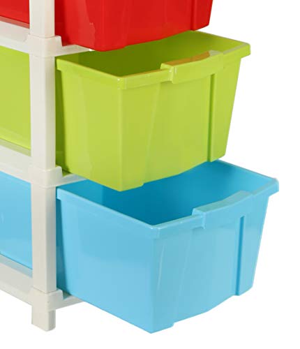 Image of Joyful Studio 4 Xl Plastic modular Drawer System for Home, Office, Hospital, Parlor, School, Doctors, Home and Kids, Colour Multi with Red, Product Dimension when assembeled (31cmx39cmx80.9 cm)