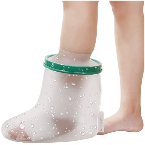 Foot Cast Covers for Shower Bath,Waterproof Ankle Wound Bandage Protector with Loop & Free Drying Hook 100% Reusable,Watertight Cast Bag for Adult Broken Surgery Foot Burns Ankle Toe[2021 Upgraded] Cover