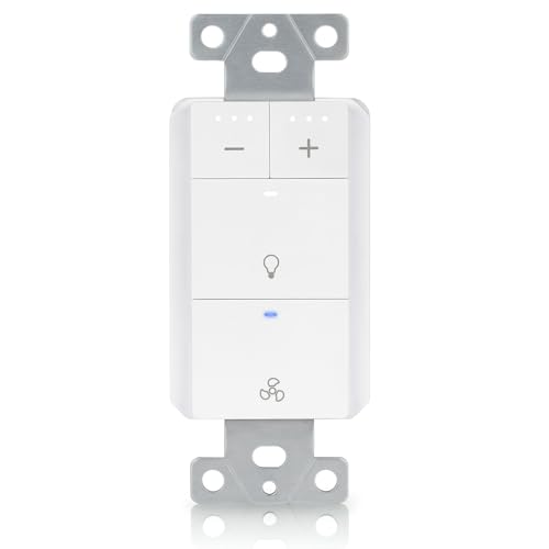 Akicon Dimmer Switch for Exhaust Fan with Light Single Pole Fan Light Switch Neutral Wire Needed White