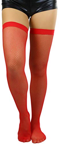 Image of ToBeInStyle Women's Fine Classic Fishnet Thigh High Stretch Nylon Novelty Stockings