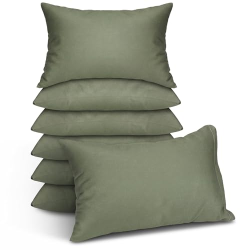 Kigley 6 Pack Mini Pillows Bulk for Daycare, Travel, 14"x9" Small Soft Pillow for Pet Neck/Lumbar Support(Olive Green)