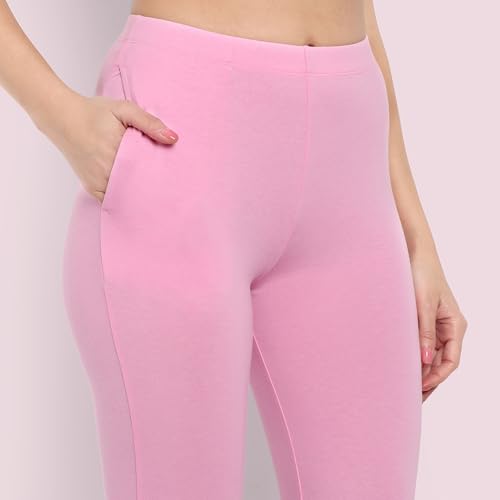 Image of ONE SKY Women Full Length Leggings | Cotton Modal Spandex Blend | High Waist Stretchable & Bio-Washed Fabric | Colour-Lock Technology | Comfortable Leggings for Women