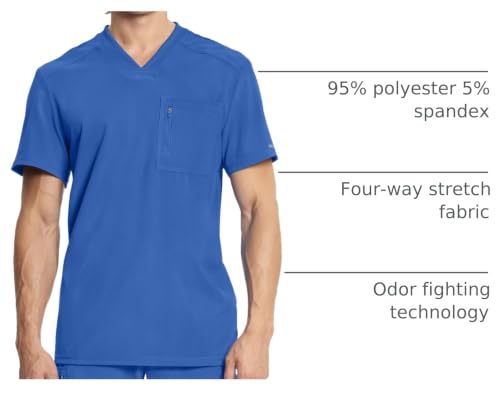 Image of Cherokee Infinity Mens Scrubs Top V-Neck Modern Fit 2 Pocket 360 Stretch