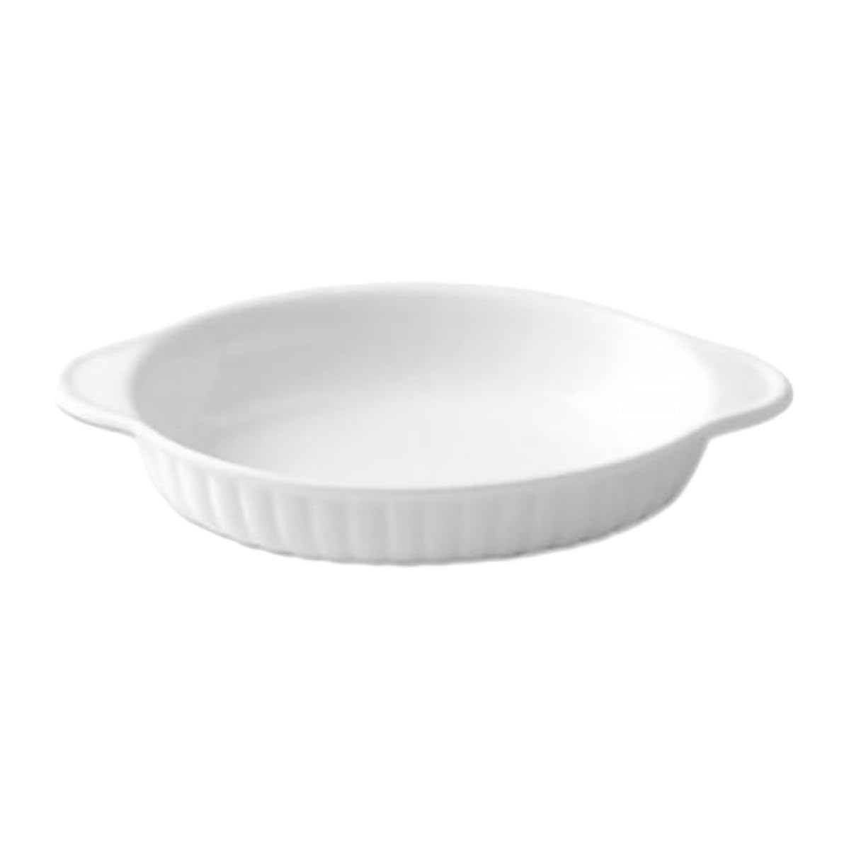 Bandeja ovalada de cerámica clara con doble asa para cocina 8