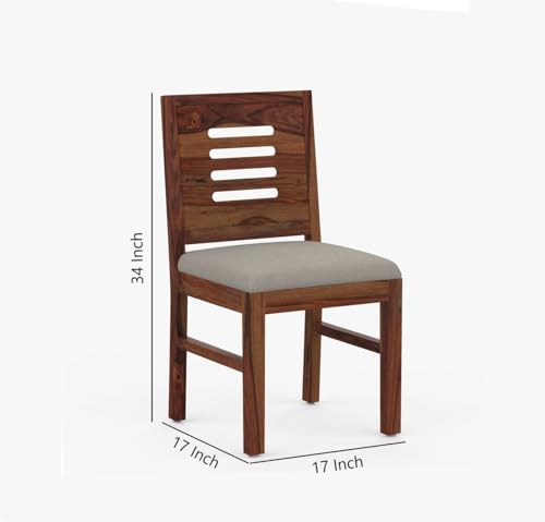 Image of Solid Sheesham Wood Six Seater Urban Design Dining Table Set for Dining Room | Restaurant | Wooden Dining Table with Six Chairs| Color Finish - Natural Finish|
