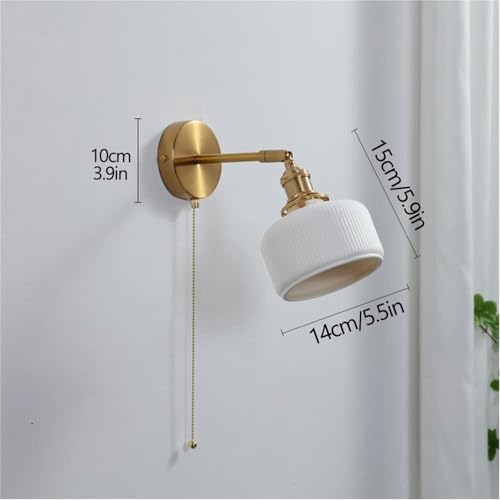 Aplique de pared de cerámica acanalada con interruptor de cordón estilo retro para dormitorio 7