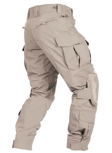 Men’s Tactical Pants with Knee Pads Camo Cargo Pants Waterproof Hiking Pants 10 Pockets No Belt2
