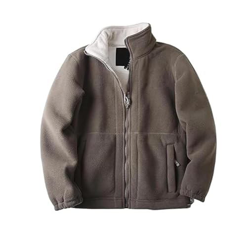 Kyayu Double-Layer Fleece Jacket for Men,Full Zip Thick Fleece Casual Coat,Lightweight and Warm Outdoor Hiking Jacket