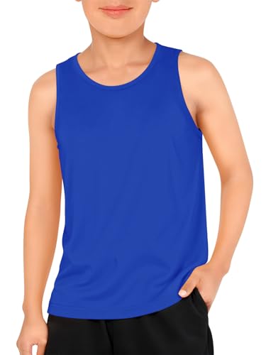 Haloumoning Boys Tank Tops Kids Sleeveless Crewneck Undershirts Workout T-Shirts 5-14 Years Royal Blue