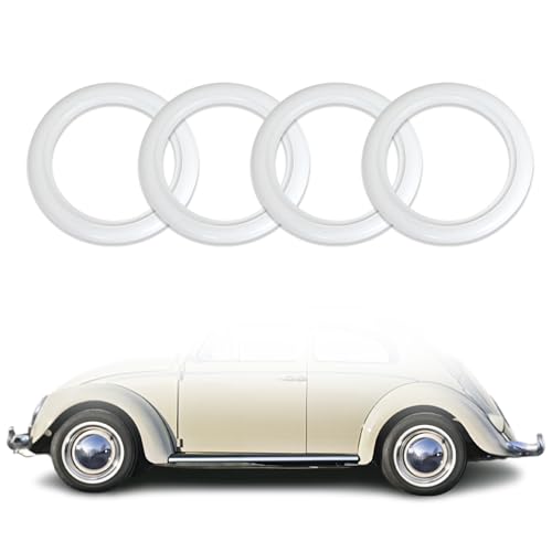 Lot de 4 anneaux à flancs blancs en caoutchouc véritable pour tuning automobile
