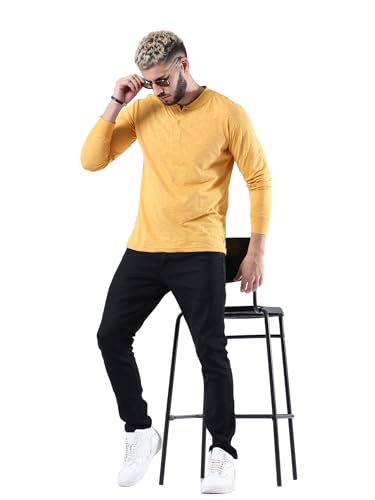 Image of fanideaz Mens Premium High Neck Henley T Shirts for Men Branded Full Sleeve Shirt for Men in Pure Cotton Casual & Formal Wear