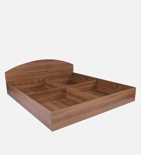 Image of Mintwud Pepperfry Engineered Wood Queen Size Bed with Box Storage for Bedroom Living Room Home Hotel | Wooden Double Bed Cot Palang Furniture (Walnut Finish)