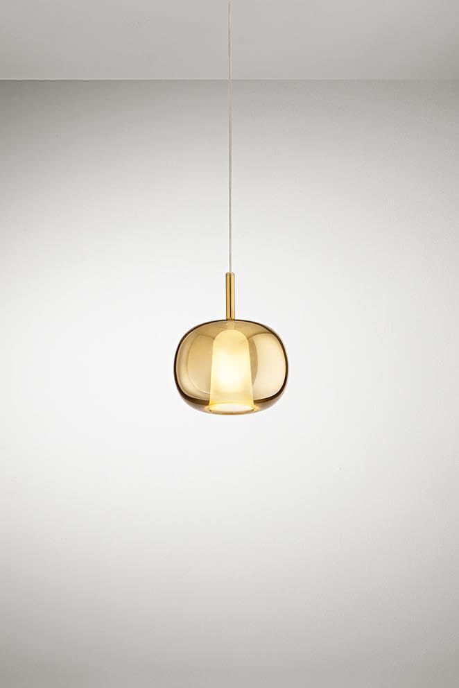 Lámpara colgante de cristal borosilicato E27 dorada moderna de techo de 17cm Perenz
