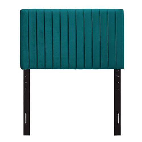 Modway Keira Channel Tufted Performance Velvet Upholstered Twin Headboard in Teal by Modway - Image 5