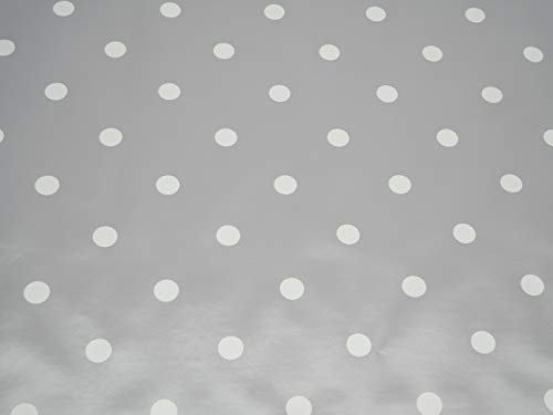 Jolee Fabrics - Mantel de Vinilo de PVC para Cualquier tamaño de Mesa o Forma, higiénico, Impermeable, Resistente a Las Manchas, Tela de PVC, Lunares pequeños Grises, 140cm Diameter Round
