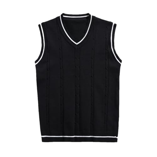 Dcvmvmn 2024 Winter Men's Knitted Vest Fashion Striped Sleeveless V-Neck Large Size Loose Vest