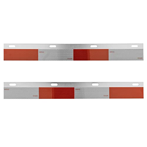 Image of Vehicle Exterior Guard, Aluminum Semi Truck Mud Flap Conspicuity Ctrips Reflective Strips Kit with DOT-2 Certified Reflective Strips 24 inch x 2-7 /8 inch - Straight Mud Flap Hangers- Pack of 2 pcs