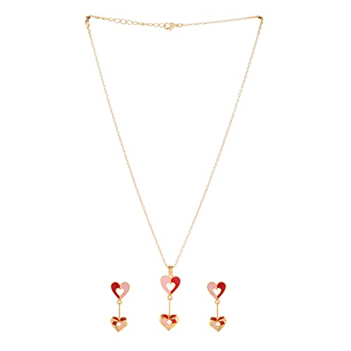 Enamelled Hearts Pendant Set