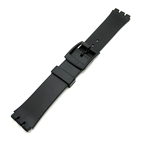 New 17mm (20mm) Sized Resin Strap Compatible for Swatch Watch - Black - RG12