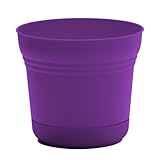 Bloem Saturn 7' Royal Lilac Round Resin Planter Pot with Snap-in Saucer for Indoor and Outdoor Gardening