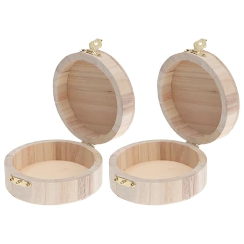 MAGICLULU Organizador de Joyas y Chic 2piezas de Madera Estuche Redondo para Guardar Pendientes y Anillos en Cajones