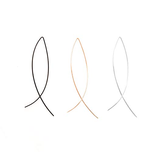 SKYPIA Fish Curved Threader Earrings for Women -3Pair