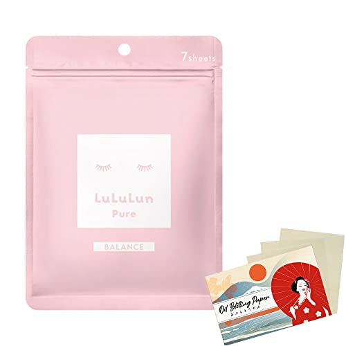 Image of Lululun Pure Facial Sheet Mask Pink Balance - 7 sheets - Blotting Paper Set