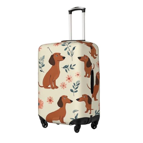 Dachshund Floral Luggage Cover Elastic Washable Protector Anti-Scratch Travel Suitcase Covers With Concealed Zipper For 18-32 Inch Luggage X-Large2