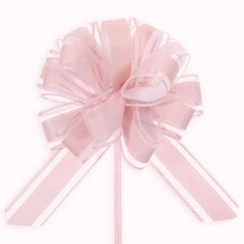QFGasre 20 Pcs Large Pull Bows, Pink Easter Pull Bows for Gift Wrapping Ribbon Bows for Wedding Christmas Birthday Party Gift Baskets Valentine's Day Flower Gifts Boxes Decoration