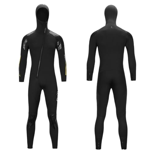 TOVCHEI Traje De Neopreno con Capucha De Una Sola Pieza Traje De Buceo con Cremallera De Neopreno De 3 Mm Cálido A Prueba De Frío Anti Medusas para Lancha Motora Scuba Surf,Men,M