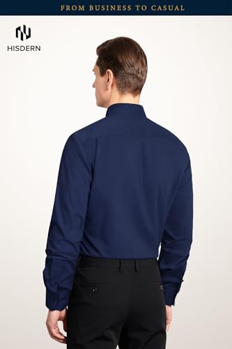 Image of HISDERN Mens Dress Shirts Long Sleeve Button Down Casual Shirts for Men Inner Contrast Formal Business Tuxedo Wedding Shirt