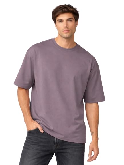 Image of CHKOKKO Oversized Tshirt for man Solid Classic Round Neck Loose Fit Half Sleeve Soft and Comfortable Casual Stylish wear for Summer