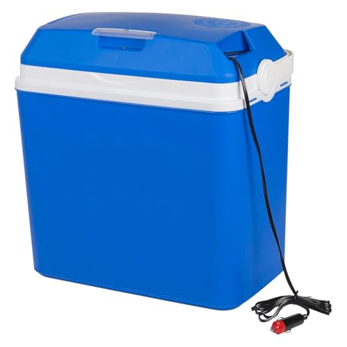 CABLEPELADO - Nevera Eléctrica – 24L Portátil Azul con Adaptador para Coche | 12V DC | Enfriador con Compartimento para Cables | Rango 5 °C - 15 °C | Asa de Transporte | Libre de BPA