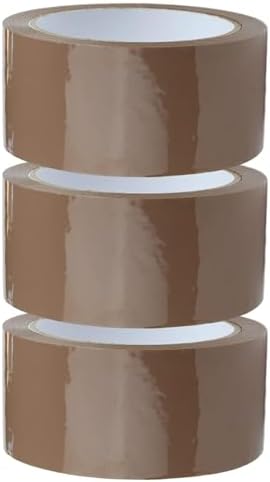 Crimson Starfish 3 x Brown Packaging Tape Rolls 48mm x 66m | Packaging Tape for Packing Parcels, Boxes, Postage, Moving House | Adhesive Parcel & Brown Packing Tape | Moving Out Essentials