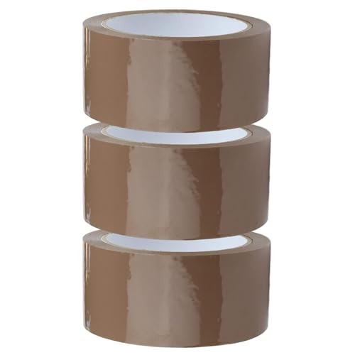 Crimson Starfish 3 x Packband Braun Rollen 48mm x 66m | Verpackungsbänder für Pakete Kisten Versand | Klebeband für Pakete & Paketklebeband Braun | Umzugsbedarf