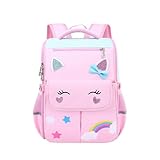 Sunborls Kids' Backpack, Kawaii School Bag for Girls, 16-inch Cute Cartoon Backpack, Little Girl Backpack,Pink