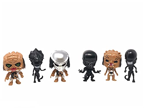 Alien Vs Predator Action Figure Set And Cake Topper - 6 Pcs Alien Versus Predator Cartoon Toys Set Comes With Keychain - Predator Figures, Alien Figures #TOP1