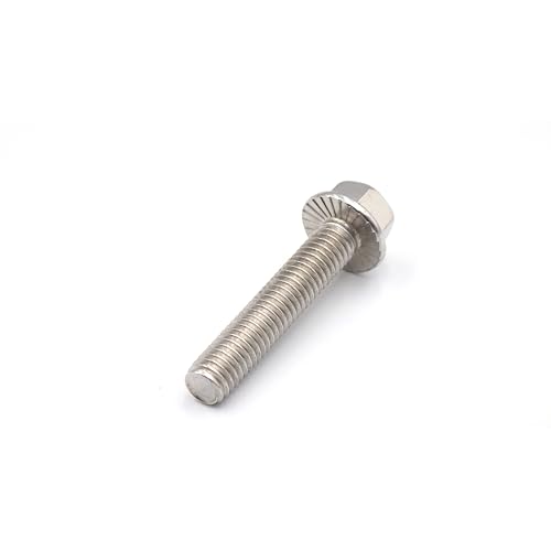 Image of cSeao 1 /4-20 x 1-1 /2 inch Flanged Hex Head Bolts Flange Hexagon Screws, Stainless Steel 304, DIN 6921, 10 PCS