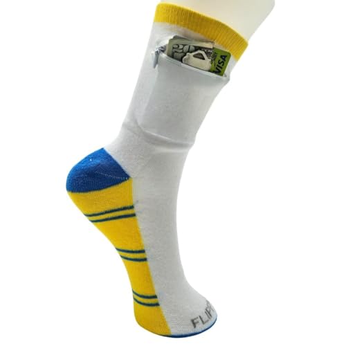 Image of Zipper Sock Wallet - Cotton & Polyester Zipper Socks with Pockets - Fits shoe size 6-13
