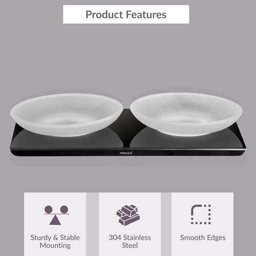 Image of Plantex (Primax) Stainless Steel Double Soap Holder for Bathroom /Soap Stand /Wall Mounted Soap Holder /Bathroom Accessories - (Black-Chrome)
