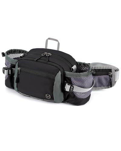 mokzer Bauchtasche Wandern Gürteltasche mit Flaschenhalter 6L Hüfttasche für Herren Damen Bauchtasche für Hund Walking Laufen Radfahren Reisen Wandern Angeln Camping, Schwarz