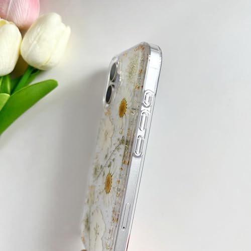 LSEEKA for iPhone 17 Clear Case with Pressed Real Flowers Design,Glitter Cute White Floral Pattern Slim Soft TPU Protective Women Girl's Phone Cover for iPhone 17 by LSEEKA - Image 5