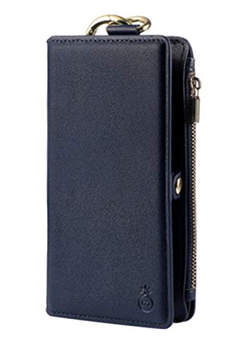 Zinmuwa Hombres IPhone Multifunción Funda Cartera Crossbody Celular IPhone Bolso Bolsa De Cuero Azul iPhone7 Plus/8 Plus