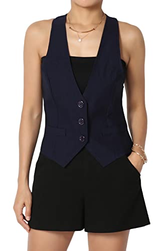 TheMogan Dressy Casual Versatile Racerback Vest Uniform Tuxedo Suit Waistcoat